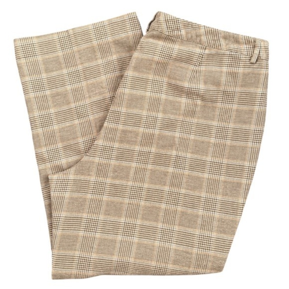 L.L. Bean Classic Fit Straight Plaid Lined Pants Women's‎ Size 20 Petite Tan